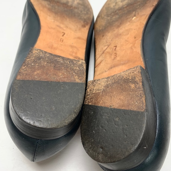 COLE HAAN Navy Blue Leather Upper & Sole Woven Vintage ITALY Flats sz 6.5/ 7 - Picture 12 of 16